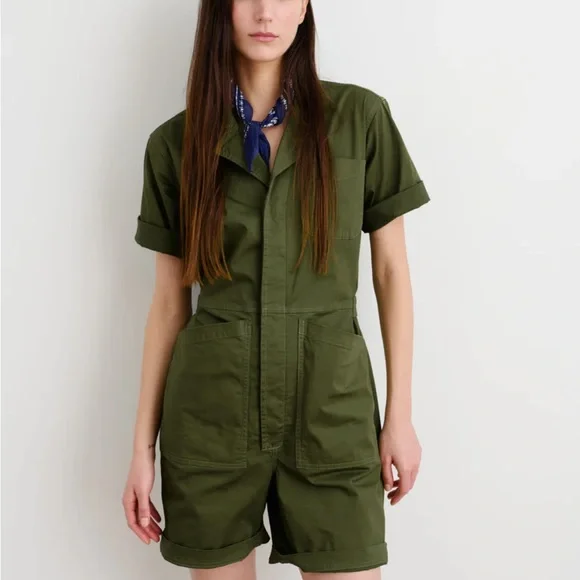 Alex Mill Olive Green Short Sleeve Jumpsuit - Picture 4 of 9